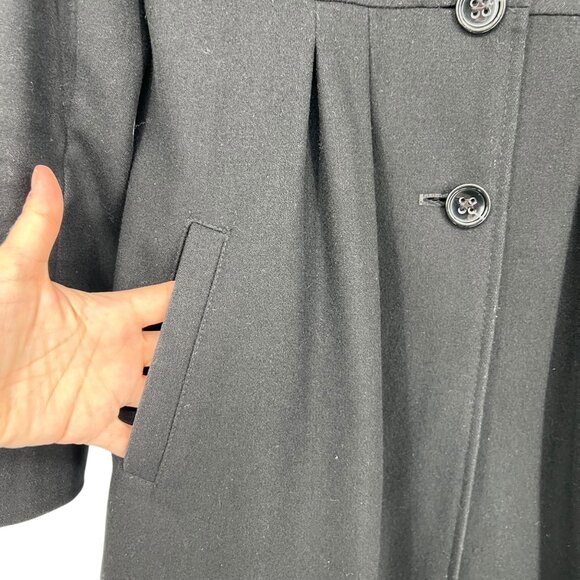 DKNY Wool Blend Peplum Style Mid-Length Classic Coat Black Size 2 - Picture 5 of 12
